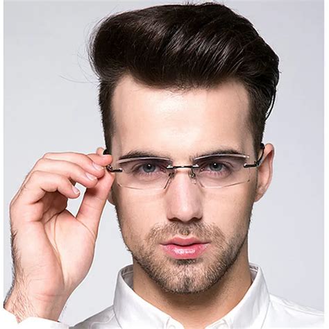 rimless glasses with cutout lenses.